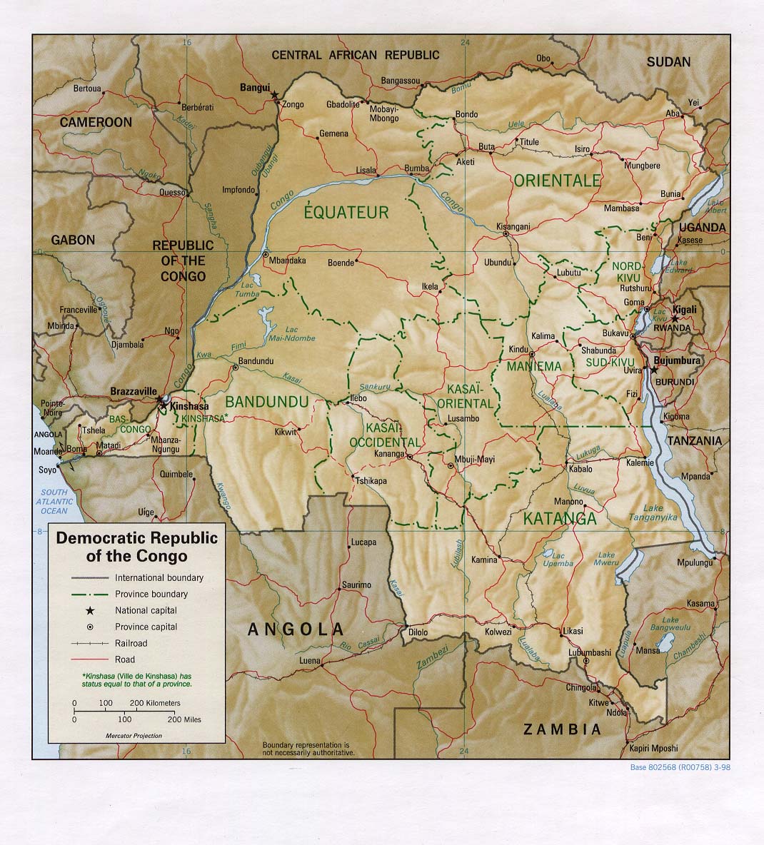 Mapa de República Democrática del Congo